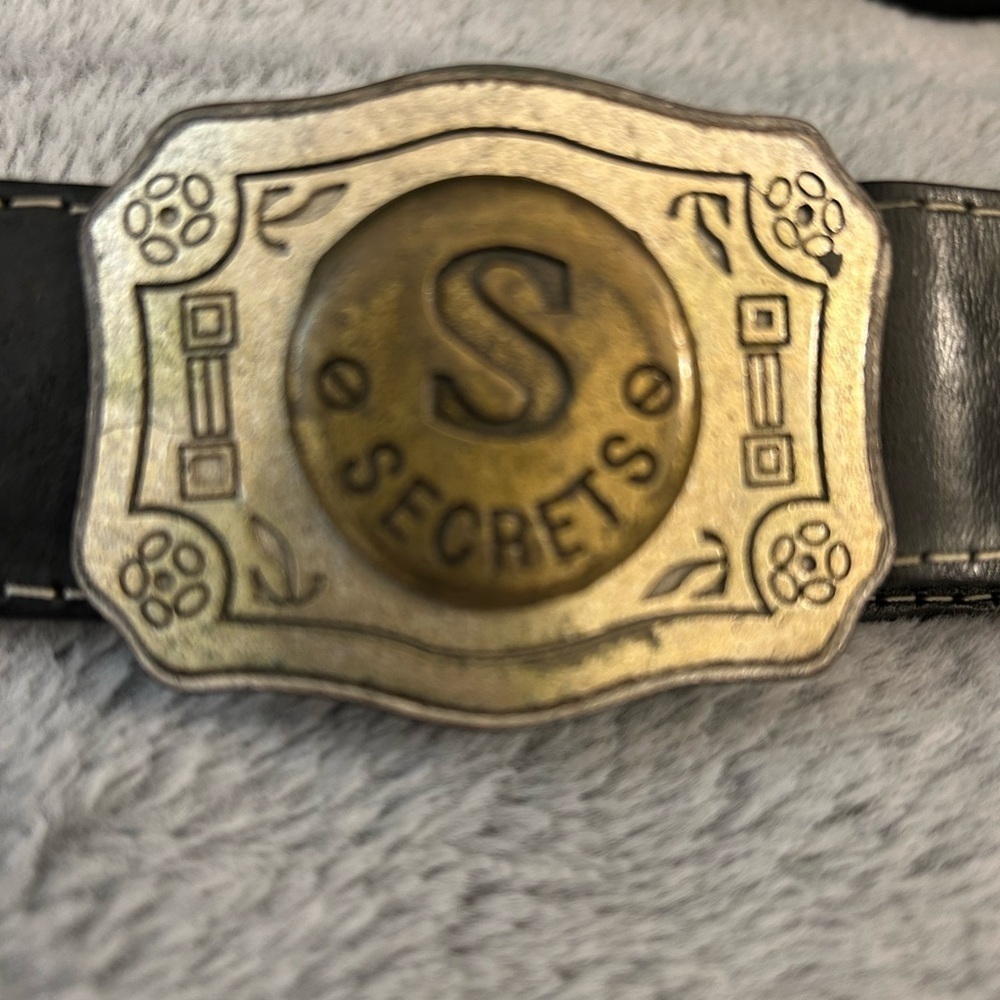 Rare Authentic leather heavy metal buckle western belt